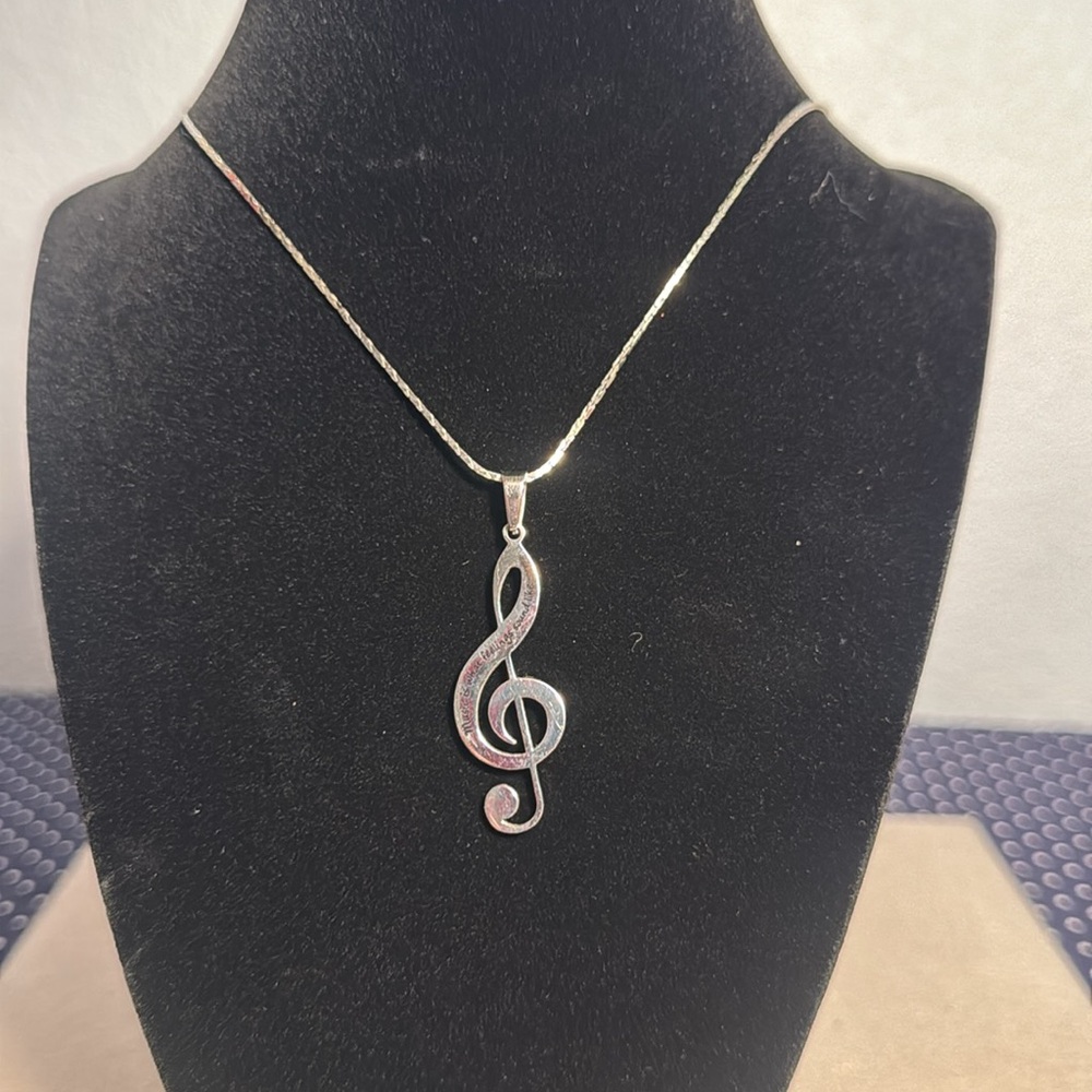 Silver-Tone Musical Note Necklace